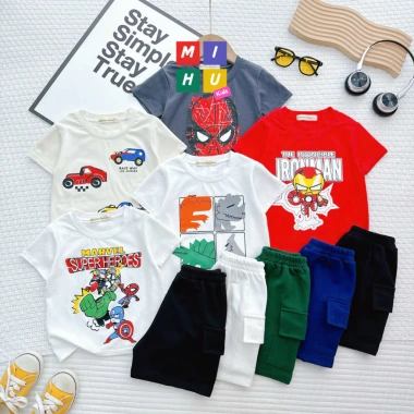 Bộ cộc bé trai áo cotton cao cấp kết hợp quần túi hộp da cá, giá chỉ 90.000 đồng 6