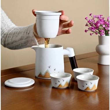 Bộ Cốc Chén Pha Trà Sứ - Túi Du Lịch Chống Va Đập, Tiện Lợi, Giá 229k 5