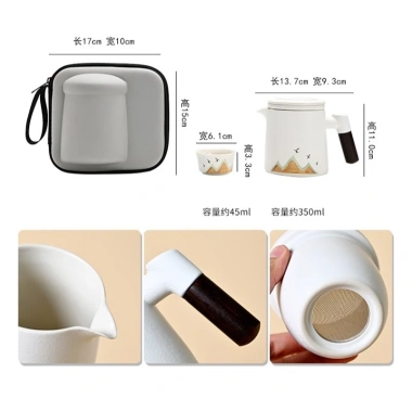 Bộ Cốc Chén Pha Trà Sứ - Túi Du Lịch Chống Va Đập, Tiện Lợi, Giá 229k 8