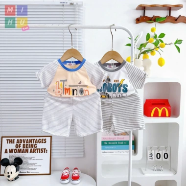 Bộ Cộc Hoạ Tiết Sọc In Hình Dễ Thương Cho Bé – Cotton Cao Cấp, Giá 84.000₫