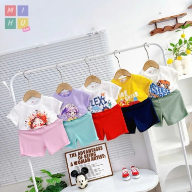 Bộ cộc in hình hoạ tiết dễ thương cho bé, cotton cao cấp, giá 89.900 VND khuyến mại 2