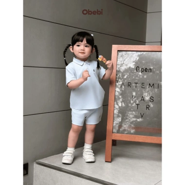 Bộ Cộc Polo Dry Nhanh Thêu Thỏ Obebi - Thời Trang Hè cho Bé Trai & Bé Gái 8-22kg 3