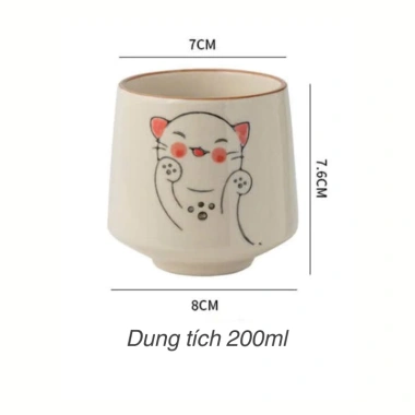 Bộ cốc sứ mèo tráng men tiểu cổ bóng mịn, uống trà, nước, kèm hộp đựng - Giá ưu đãi 370.000đ