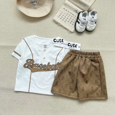 Bộ cộc tay bé trai và cổ trụ Baseball, quần sành điệu, cotton mềm mát hút mồ hôi - Giá chỉ 173.900₫