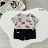 Bộ cộc tay bé trai + vòng cổ họa tiết loang, cotton thoáng mát hè, giảm còn 209k 4