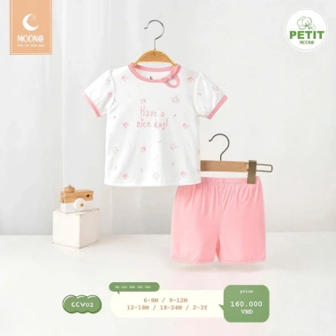 Bộ Cộc Tay Cổ Tròn Moon 6,5-16kg - Cài Vai Mềm Mại, Giá chỉ 160.000₫