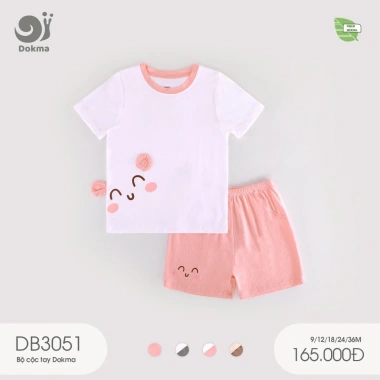 Bộ Cộc Tay Cotton 8-13kg 9-36 tháng cho Bé Dokma Giá ưu đãi 129k