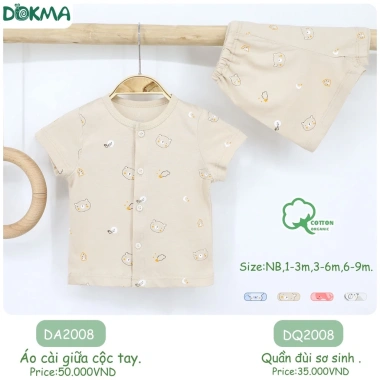 Bộ Cộc Tay Dokma Sơ Sinh 4-9kg Đa Mẫu DB2.887, DB1.521, DB2.005, Giảm Giá 85k