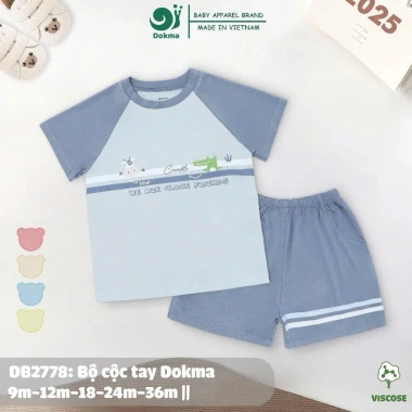 Bộ Cộc Tay Sợi Tre Dokma Judoby Cài Vai Bé Trai và Gái 9-13kg 9-36M - Giá ưu đãi 129k 7
