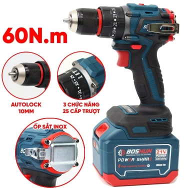 Bộ COMBO 3 Máy Khoan Siết Mài BOSHUN BS-CB3PCS 2PIN 15CELL Lớn Không Chổi Than - Giá ưu đãi 1.799.000 VND 5