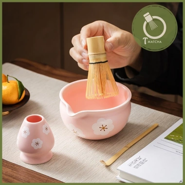 Bộ combo bát chawan + đế gác chổi chasen pha matcha CW-14 - Giá chỉ 242.424₫