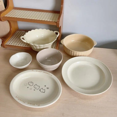 Bộ combo bát đĩa sứ pastel 2-4 người - Dễ thương, phù hợp Bếp Ấm Cúng, chỉ 173k