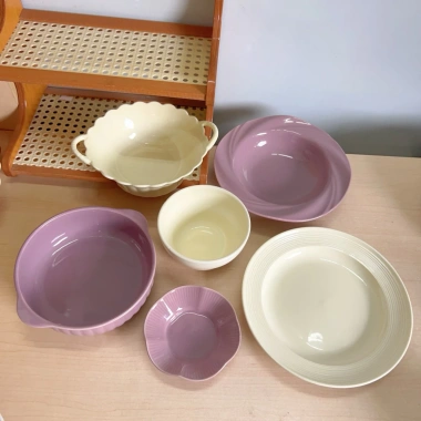 Bộ combo bát đĩa sứ pastel 2-4 người - Dễ thương, phù hợp Bếp Ấm Cúng, chỉ 173k