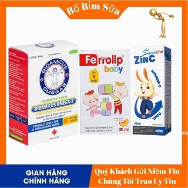 Bộ combo Ferrolip Baby, Kẽm ZinC Smartbibi, Bioamicus Omega 3 DHA+EPA 30ml - Giá ưu đãi 361.900 VND 9