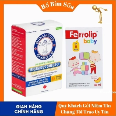 Bộ combo Ferrolip Baby, Kẽm ZinC Smartbibi, Bioamicus Omega 3 DHA+EPA 30ml - Giá ưu đãi 361.900 VND 12