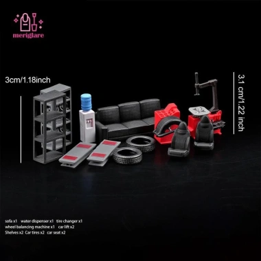 Bộ công cụ sửa chữa ô tô Mini 12 mảnh nhựa DIY, phụ kiện 3D Diorama 1/64, giảm giá 22.5k