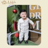 Bộ công tử bé trai màu be áo 2in1 cổ sơ mi, tặng nơ, Tết sinh nhật tiệc BCT001 4