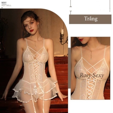 Bộ corset voan + váy ngủ VN211 - Trang nàng thơ, giá ưu đãi 145k 7