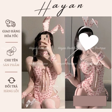 Bộ Cosplay Jumsuite CP50 Da Béo Dây Nơ & Bờm Thỏ - Quyến rũ, gợi cảm, Giá 139k (Giảm từ 180.700)