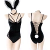 Bộ cosplay thỏ nhung cổ V ren dây lưng gợi cảm - Giá chỉ 105.405₫ 6