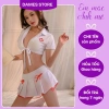 Bộ Cosplay Y Tá Hở Ngực Dây Buộc Trắng - Váy Xếp Ly Gợi Cảm, DAMES Store, Giá 130k