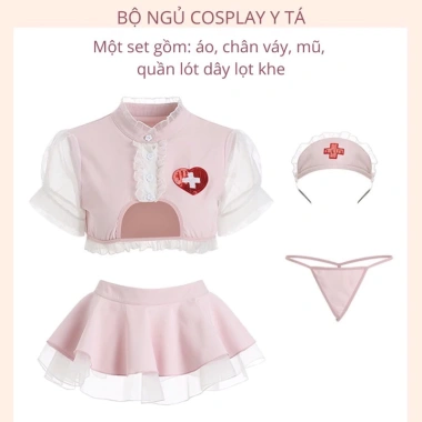 Bộ cosplay y tá hồng chân váy xoè mới - Thiết kế thời trang, giá chỉ 98.000 VND