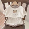 Bộ cotton 2 chiếc cho bé trai, bé gái Quần short tay ngắn hoạt hình, giá ưu đãi
