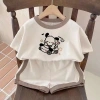 Bộ cotton 2 chiếc cho bé trai, bé gái Quần short tay ngắn hoạt hình, giá ưu đãi 2