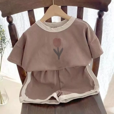 Bộ cotton 2 chiếc cho bé trai, bé gái Quần short tay ngắn hoạt hình, giá ưu đãi 4