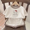 Bộ cotton 2 chiếc cho bé trai, bé gái Quần short tay ngắn hoạt hình, giá ưu đãi 6