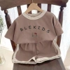 Bộ cotton 2 chiếc cho bé trai, bé gái Quần short tay ngắn hoạt hình, giá ưu đãi 8