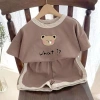 Bộ cotton 2 chiếc cho bé trai, bé gái Quần short tay ngắn hoạt hình, giá ưu đãi 9