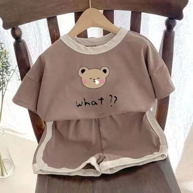 Bộ cotton 2 chiếc cho bé trai, bé gái Quần short tay ngắn hoạt hình, giá ưu đãi 9