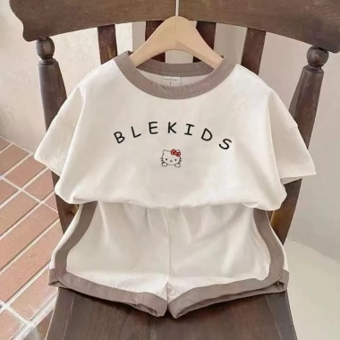 Bộ cotton 2 chiếc cho bé trai, bé gái Quần short tay ngắn hoạt hình, giá ưu đãi 10