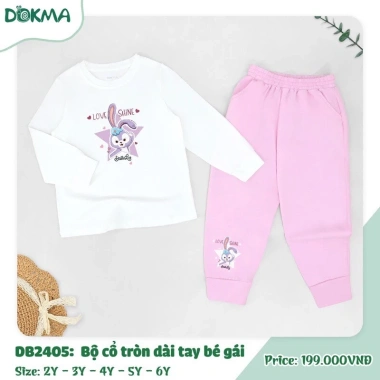 Bộ Cotton Cổ Tròn Dài Tay Dokma Họa Tiết Đáng Yêu Cho Bé 11-22kg - Giá 199.000 VND 2