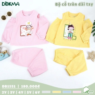 Bộ Cotton Cổ Tròn Dài Tay Dokma Họa Tiết Đáng Yêu Cho Bé 11-22kg - Giá 199.000 VND 3
