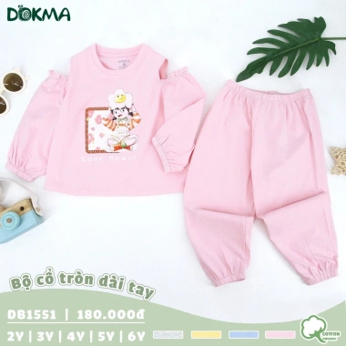 Bộ Cotton Cổ Tròn Dài Tay Dokma Họa Tiết Đáng Yêu Cho Bé 11-22kg - Giá 199.000 VND 8