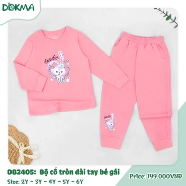 Bộ Cotton Cổ Tròn Dài Tay Dokma Họa Tiết Đáng Yêu Cho Bé 11-22kg - Giá 199.000 VND 10
