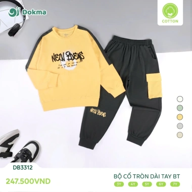 Bộ Cotton Dài Tay Bé Trai 11-25kg Dokma - Đồ Ngủ Đẹp, Mềm Mại, Giá Ưu Đãi 199k 2