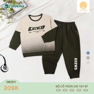 Bộ Cotton Dài Tay Bé Trai 11-25kg Dokma - Đồ Ngủ Đẹp, Mềm Mại, Giá Ưu Đãi 199k 4