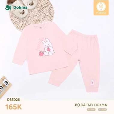 Bộ Cotton Dài Tay Dokma 8-13kg 6-36M - Giá chỉ 157.000, Siêu mềm, Thoáng khí