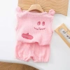 Bộ cotton gạc mùa hè trẻ sơ sinh, áo vest mỏng và quần short thoáng khí, 2 trang phục 4