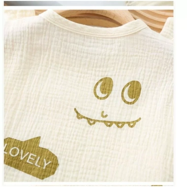 Bộ cotton gạc mùa hè trẻ sơ sinh, áo vest mỏng và quần short thoáng khí, 2 trang phục