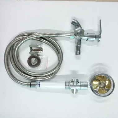 Bộ củ sen hợp kim siêu bền đường nước lạnh + tay sen quạt nhựa trong lõi lọc có nút bật tắt - Giá chỉ 69.000đ