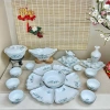 Bộ Cúng Gia Tiên: Bát Đĩa Hoa Mặt Trời, Mai Vàng, Đào Hồng, Men Trắng - Gốm Sứ Giá 590k 3