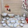 Bộ Cúng Gia Tiên: Bát Đĩa Hoa Mặt Trời, Mai Vàng, Đào Hồng, Men Trắng - Gốm Sứ Giá 590k 10