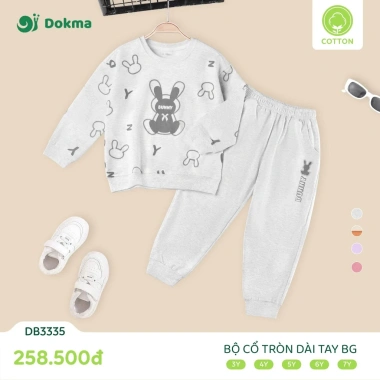 Bộ Da Cá Dài Tay Bé Gái 13-25kg 2-7 tuổi Cổ Tròn Thời Trang Dokma DB2.531 DB2.363 7