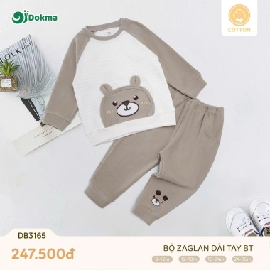 Bộ dài tay bo gấu cho bé trai Dokma size 6-36M 8-13kg - Giá ưu đãi 169k