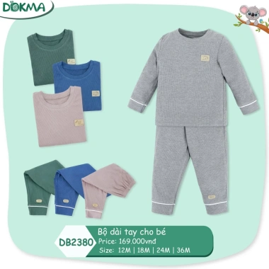 Bộ dài tay bo gấu cho bé trai Dokma size 6-36M 8-13kg - Giá ưu đãi 169k