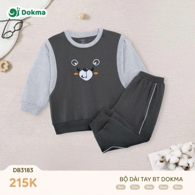 Bộ dài tay bo gấu cho bé trai Dokma size 6-36M 8-13kg - Giá ưu đãi 169k 6 Bộ dài tay bo gấu cho bé trai Dokma size 6-36M 8-13kg - Giá ưu đãi 169k 6